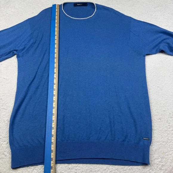 Zegna Sport Blue Cotton Cashmere Crewneck Sweater Men's Size Large (44)